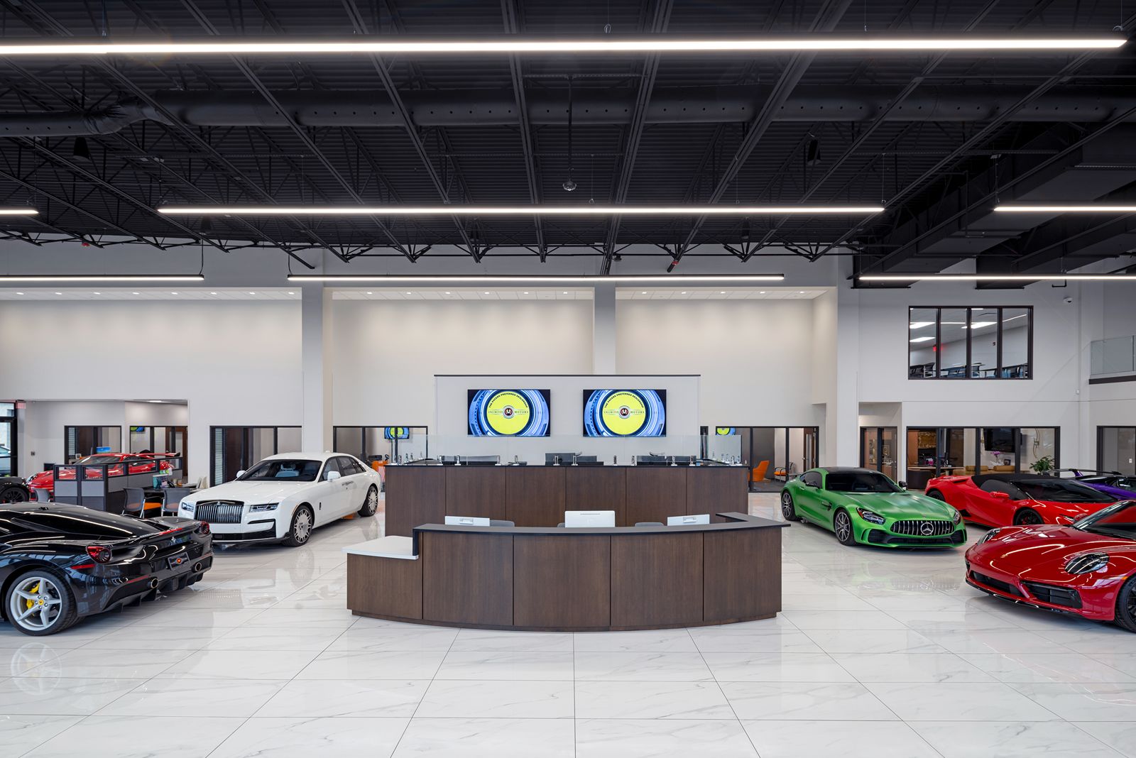 Modern automotive dealership showroom